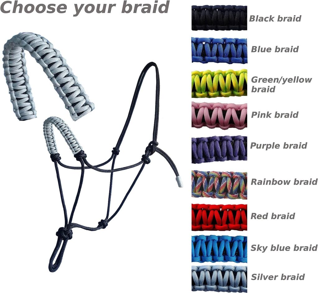 Black Braided Horse Rope Halter Headcollar For Pat Parelli Natural Horsemanship Training Method - 11 Sizes