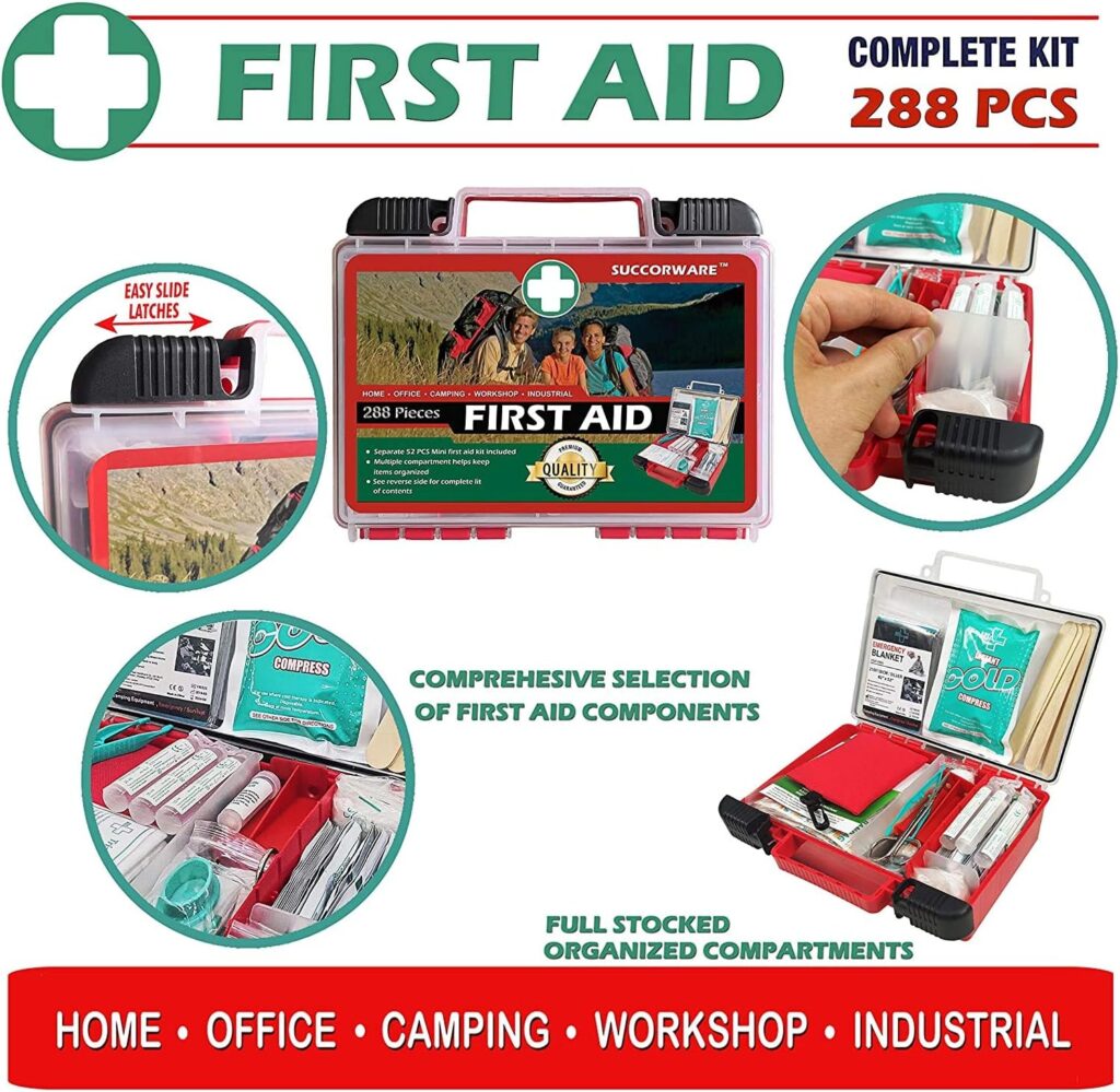 First Aid Kit (236 Pieces) Hardcase + Bonus 52 Pieces Mini First Aid Kit: Perfect for Home Workplace Safety