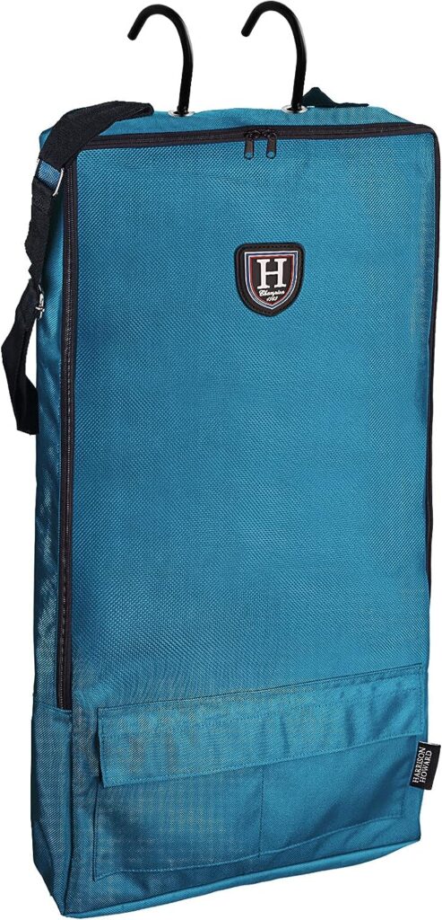 Harrison Howard Bridle/Halter Bag with 3 Prong Tack Rack Durable Waterproof Fabric Horse Tack Carry Bag-Teal