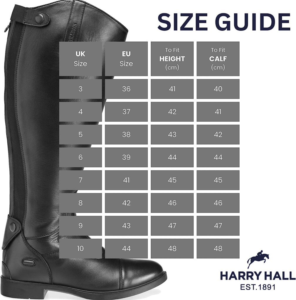 Harry Hall Burlington Wide Calf Horse Riding Boots for Women - Long Leather Equestrian Womens Ladies Boot with Full Length Back Zip