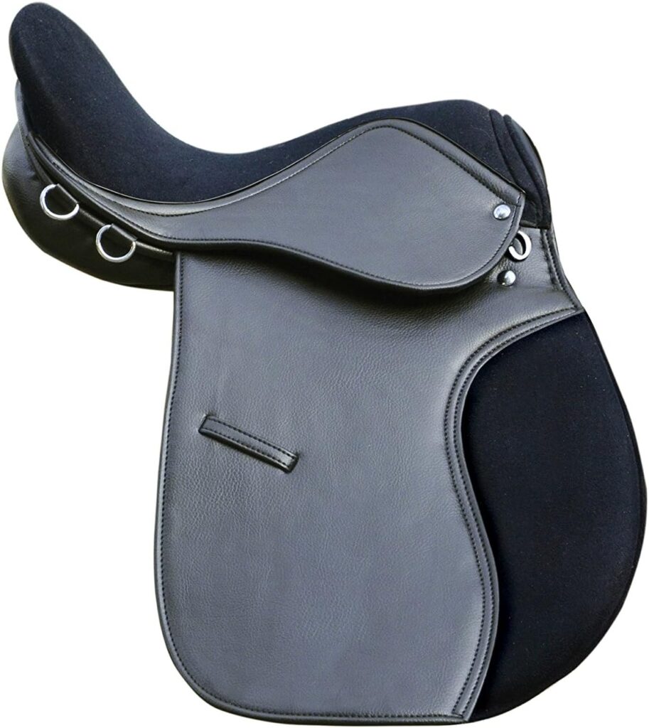 Pets2Care Synthetic General Purpose Saddle With Suede Seat Premium Quaility Wide Fit, black and brown 14, 15, 16, 17 18