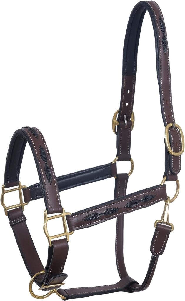 SIE Tack English Horse leather braided brown halter