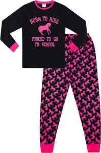 Girl's Born To Ride Forced To Go To School Cotton Girls Pyjamas