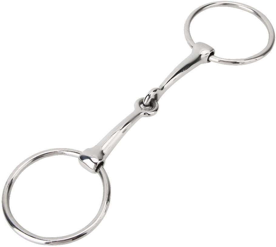 Pssopp Snaffle Bit Stainless Steel Horse Ring Hollow Jointed Mouth Horse Loose Oval Mouth Equestrian Supplies