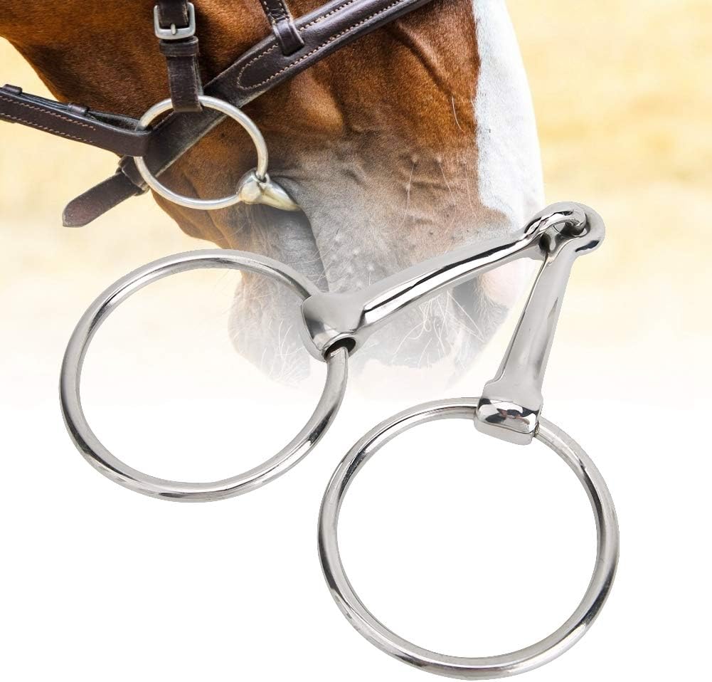 Pssopp Snaffle Bit Stainless Steel Horse Ring Hollow Jointed Mouth Horse Loose Oval Mouth Equestrian Supplies