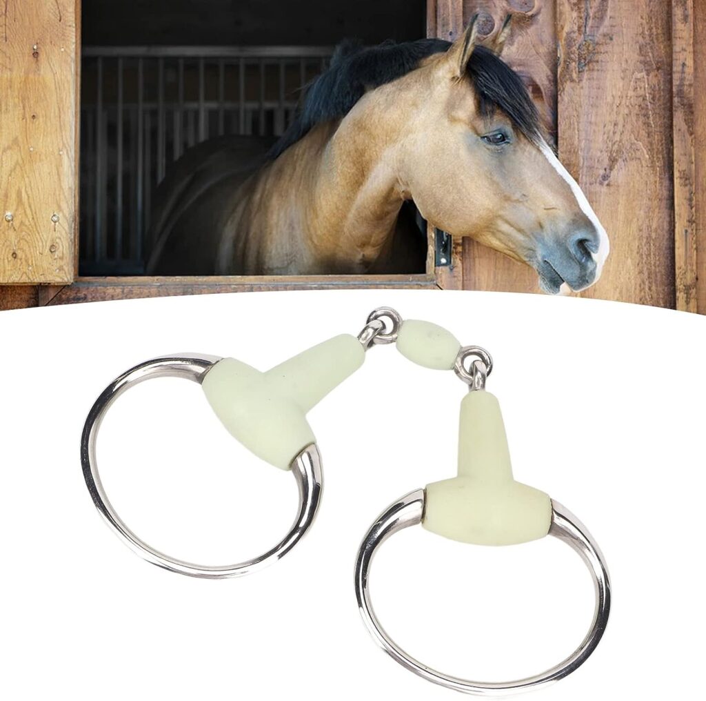 Zerodis Stainless Steel Horse Bit, Horse Racing Accessory Apple Flavor Rubber Wrapped Horse Mouth Snaffle Bit Horse Bit Tack Snaffle Bit Horse Gag Thickeness Bit for Hours Training Racing