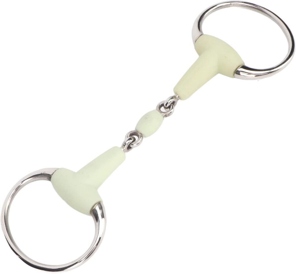 Zerodis Stainless Steel Horse Bit, Horse Racing Accessory Apple Flavor Rubber Wrapped Horse Mouth Snaffle Bit Horse Bit Tack Snaffle Bit Horse Gag Thickeness Bit for Hours Training Racing