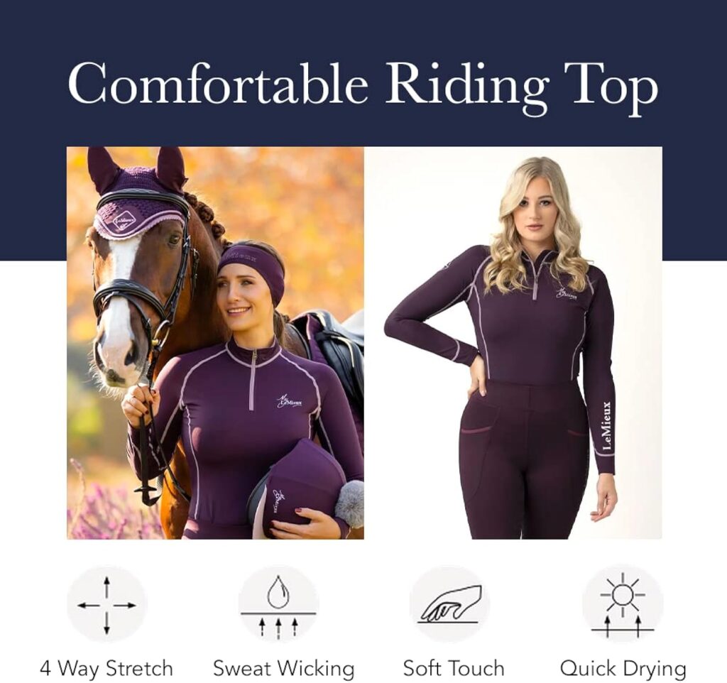 LeMieux Women’s Fleur Base Layer Top - Long Sleeve Athletic Thermal Shirts - Equestrian Apparel Gear for Horseback Riding