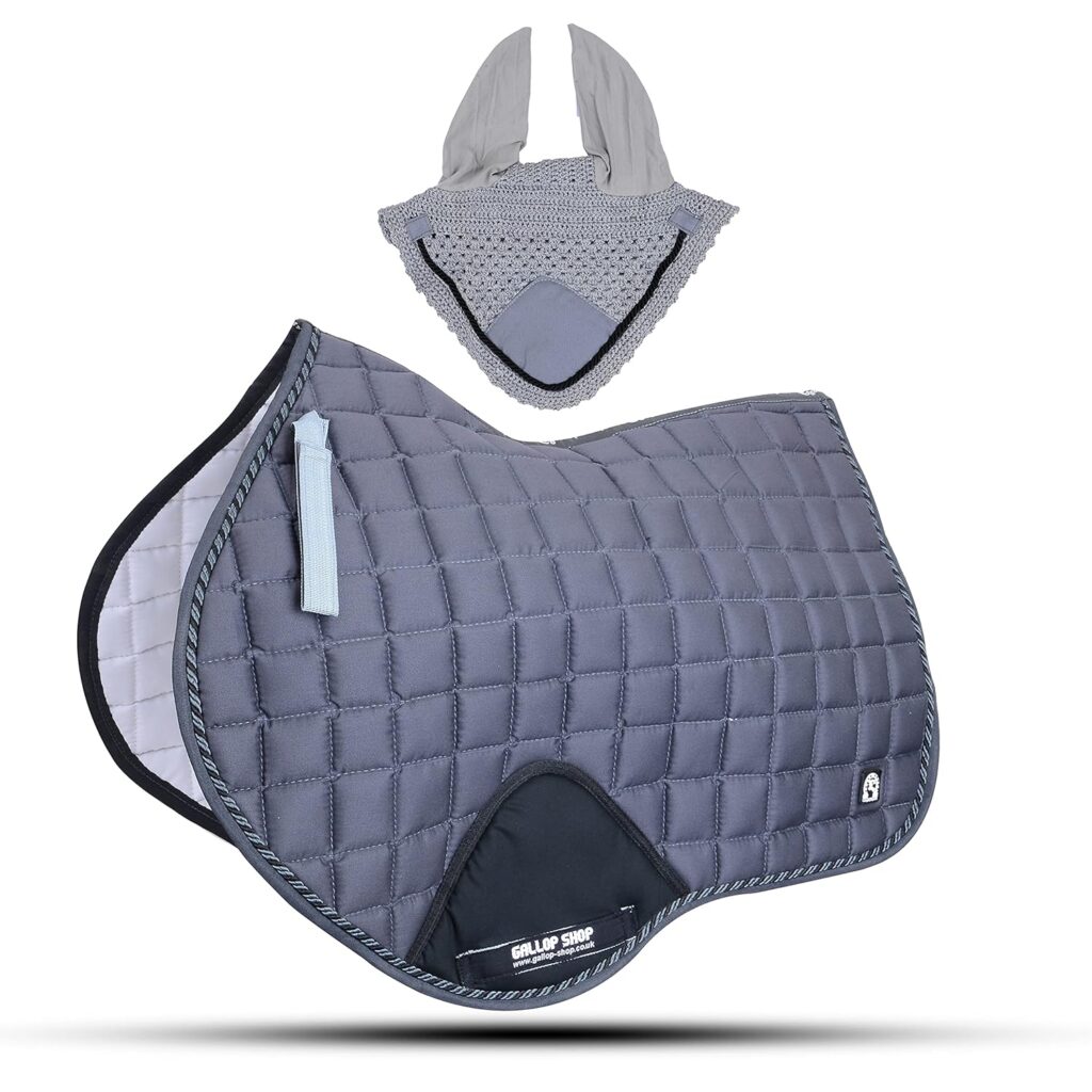 Close Contact Jumping Saddle Cloth Numnah Saddle Pads Free Ear (Cob/Pony, Black)