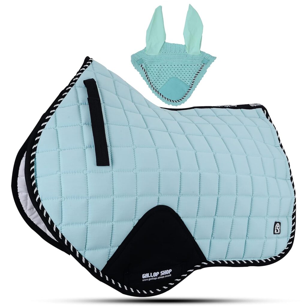 Close Contact Jumping Saddle Cloth Numnah Saddle Pads Free Ear (Cob/Pony, Black)