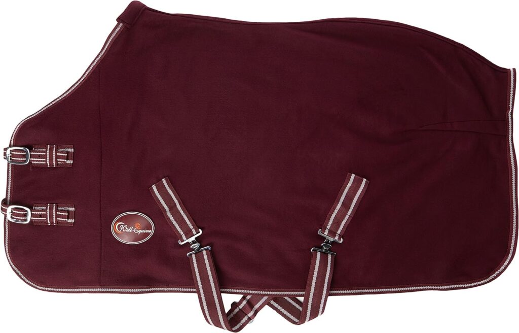 Cwell Equine TRAVEL FLEECE RUG/Cooler Standard Neck BURGUNDY Choice of Sizes (56)