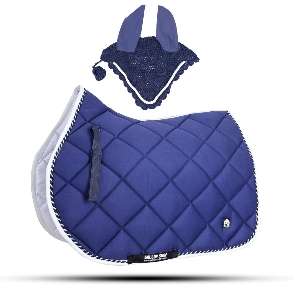 General Saddle Pads with Matching Fly Veil Set (Pony, Maroon)