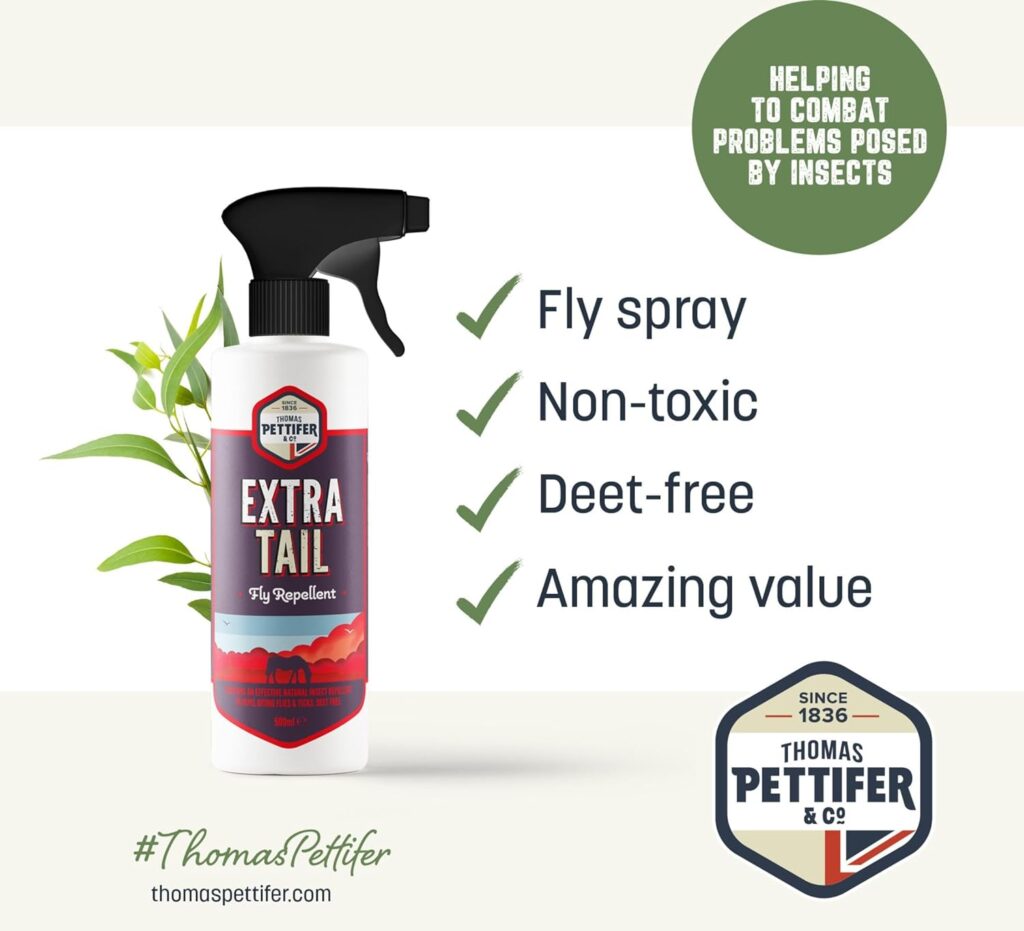 Thomas Pettifer Co. Extra Tail Horse Insect Relief 500ml | Natural Horse Fly Repellent against flies, mosquitos ticks| 500mL