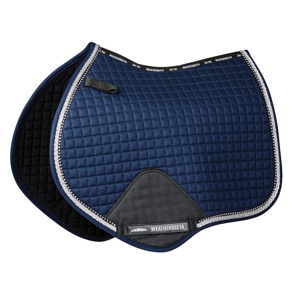 WeatherBeeta Prime Bling Jump Shaped Saddle Pad, Navy, Full