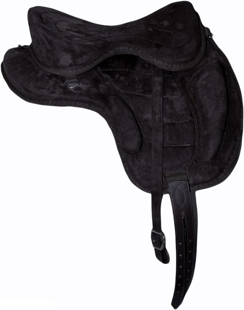 Aces Equine Full Suede General Purpose Treeless Horse Freemax Saddle Black Colour 16” - 17” Inch Seat + Free Girth