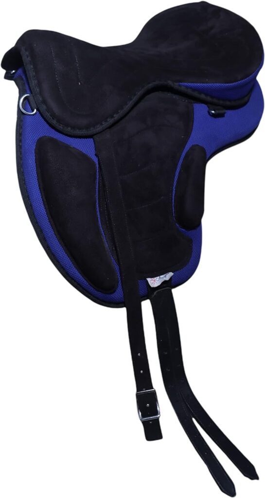 Aces Equine Synthetic General Purpose FREEMAX Treeless Horse Saddle With Free Girth Blue Color