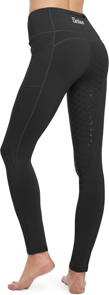 FitsT4 Womens Winter Full Seat Riding Tights Fleece Lined Horse Riding Pants Silicon Grip Horseback Equestrian Breeches with Pockets Black