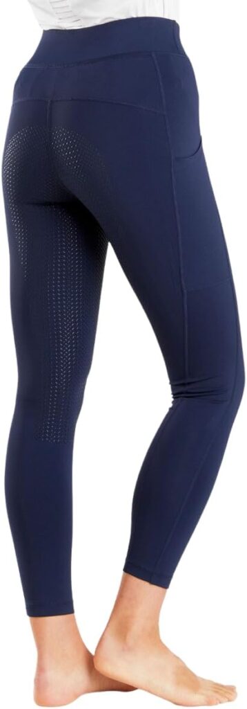 Harry Hall Classic Ladies Pull On Riding Tights with Full Silicone Seat - Two Phone Pockets - 4 Way Stretch Fabric - Deep Waistband - Soft Feel - Machine Washable