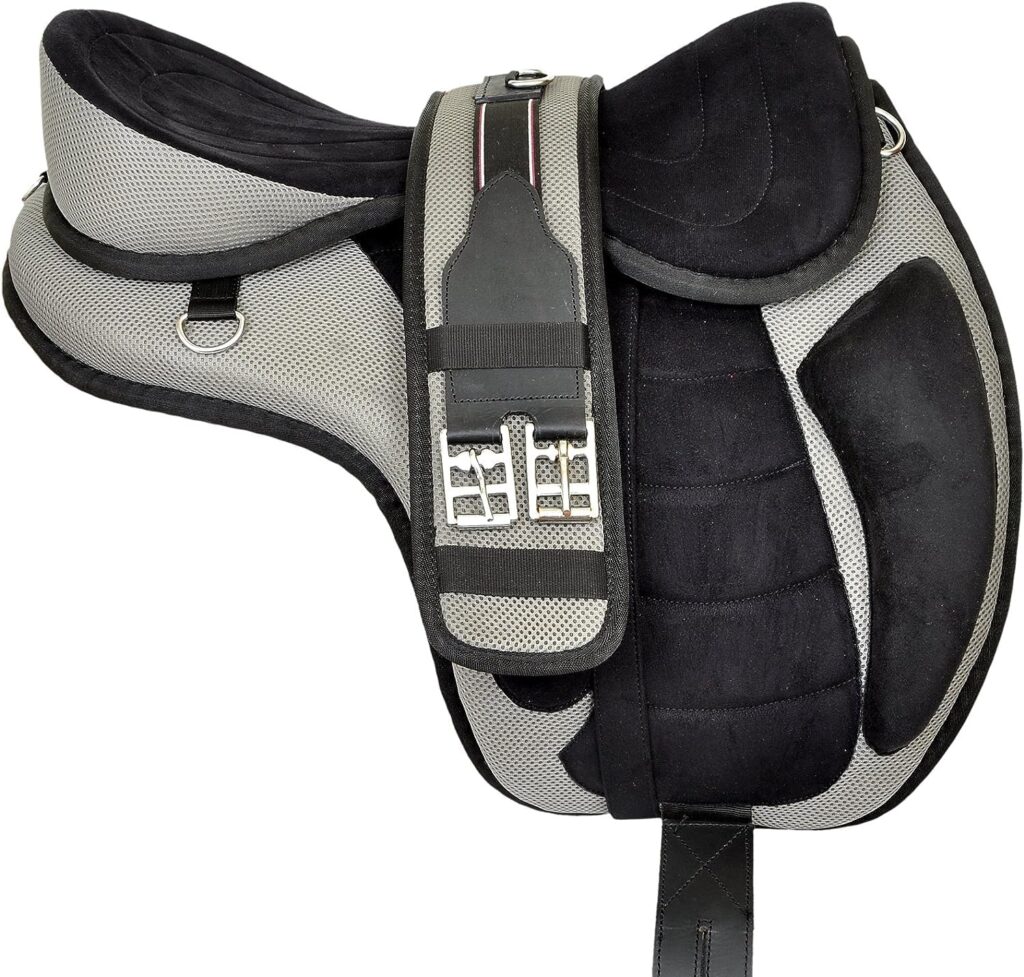 RAJ INTERNATIONAL ,All Purpose Synthetic Treeless FREEMAX English Horse Saddles Tack Get Matching Girth Leather Straps and Aluminium Stirrups Size 17 Available