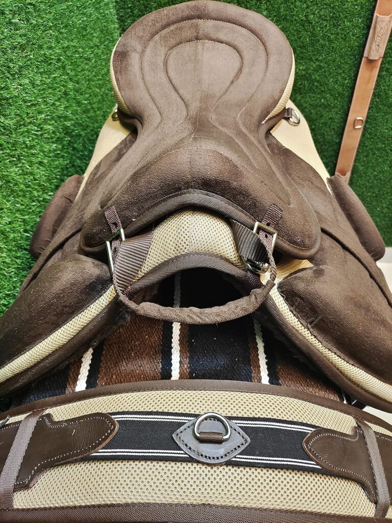 RAJ INTERNATIONAL ,All Purpose Synthetic Treeless FREEMAX English Horse Saddles Tack Get Matching Girth Leather Straps and Aluminium Stirrups Size 17