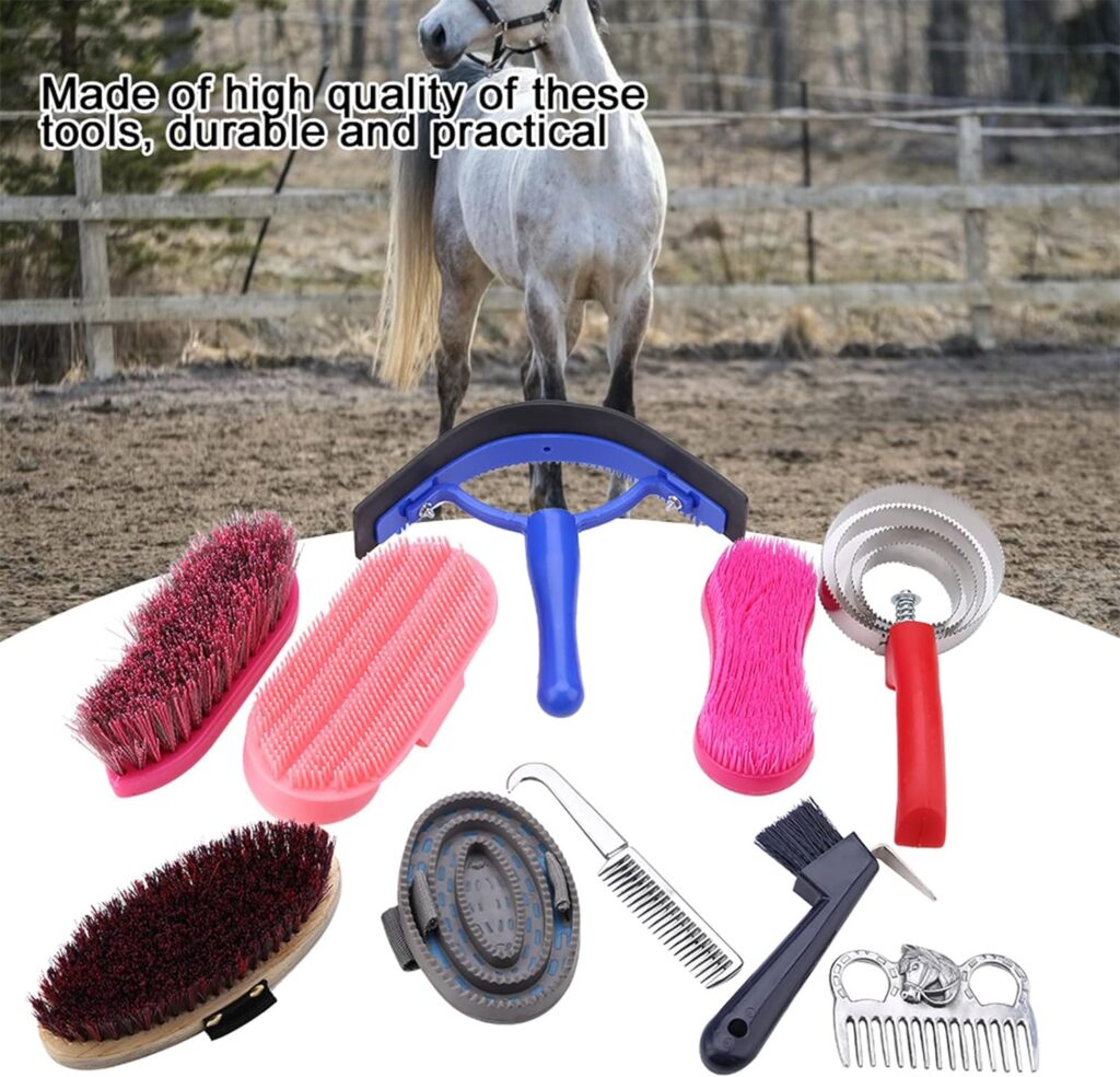 Horse Brush Set Professional Horse Cleaning Tool Kit Horse Grooming Care Accessories