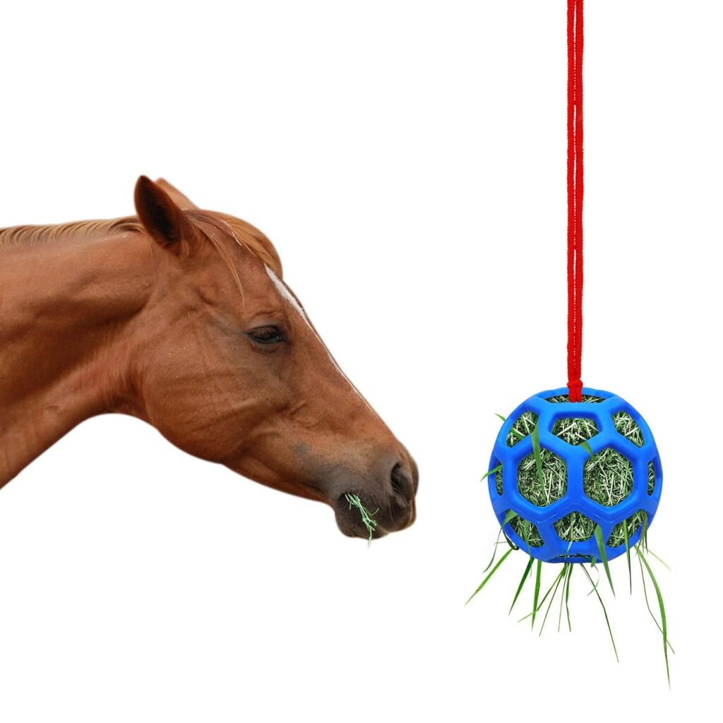 Horse Treat Ball Hay Feeder Holder Hanging Slow Feeding Toy with 200cm Rope Horse Ball Feeder Bag Stable Field Box Rest Toys for Goat Sheep Horse Paddock Rest Relieve Stress