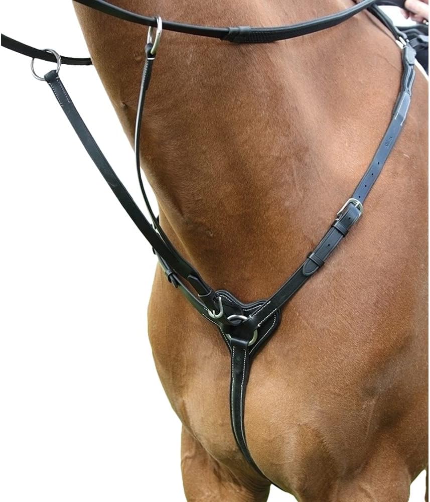 Shires Salisbury 3 Point Breastplate-Black/Silver Cob