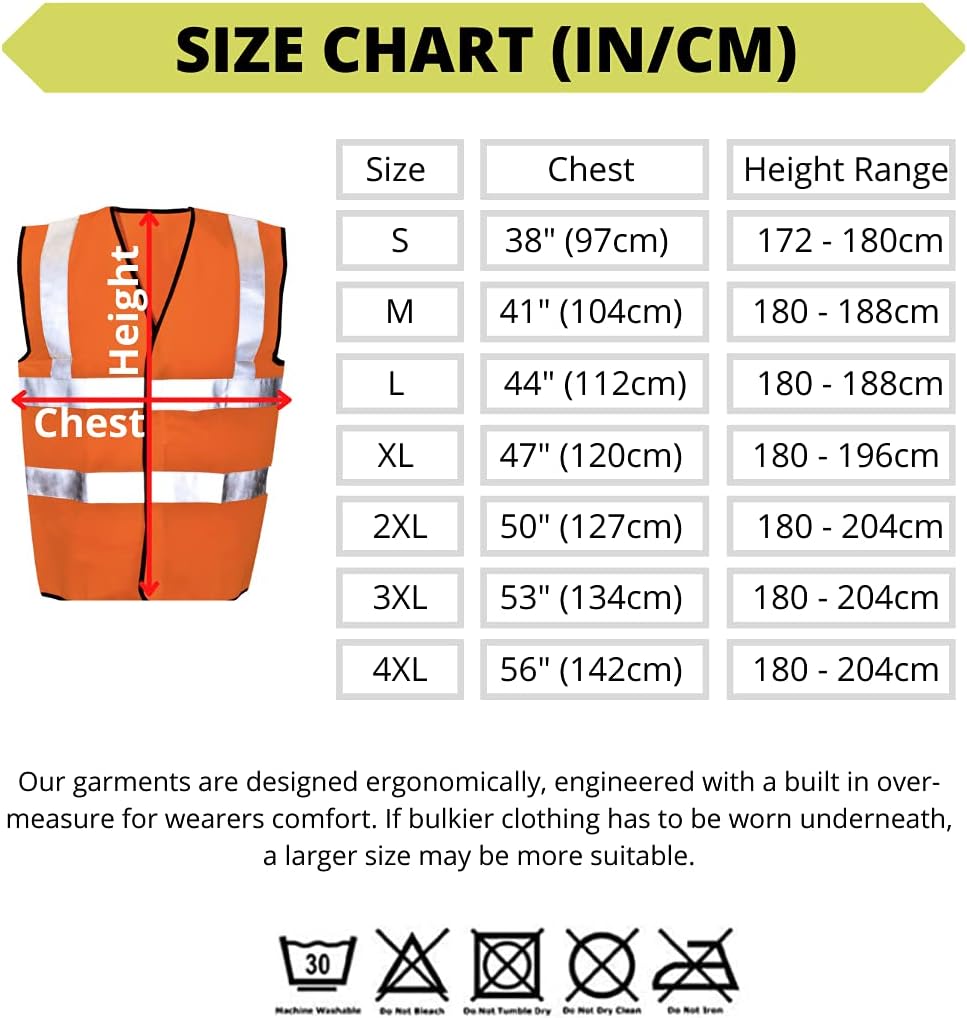 Kuest Personalised Printed Hi Vis Vest Customised Hi Viz High Visibility Reflective Safety Vest Security Waistcoat