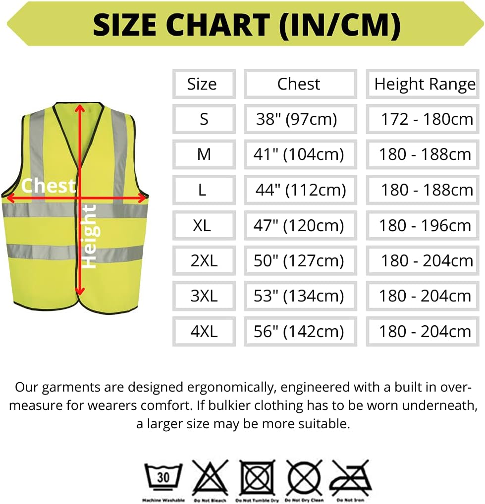 Kuest Personalised Printed Hi Vis Vest Customised Hi Viz High Visibility Reflective Safety Vest Security Waistcoat