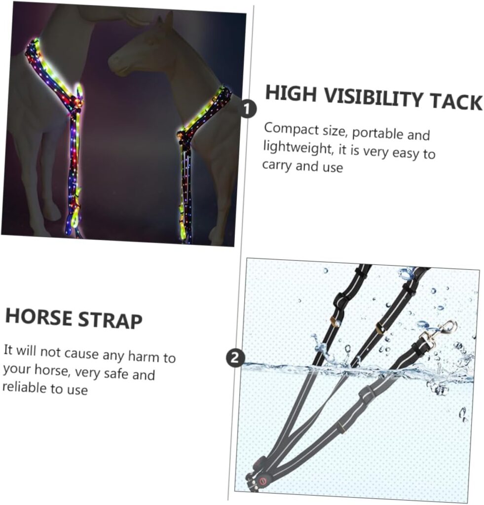 minkissy 2pcs Luminous Horse Leash Halter Horse Straps for Saddle Professional Horse Equestrian Tack Horse Led Lights Horses Rope Headcollar Neon Led Work Shine Rope Led(smd) abs Shell