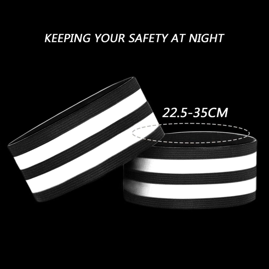 QEEQPF 4 reflective belts, reflective bracelet reflective armbands in two colors, outdoor suitable for riding, running, self-adhesive seat belts.