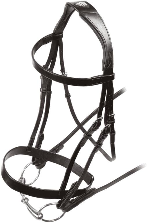 Muserolle Cavesson Uni Shires En Cuir - Largeur 3/4, Raccords Acier Inoxydable, Pour Cheval