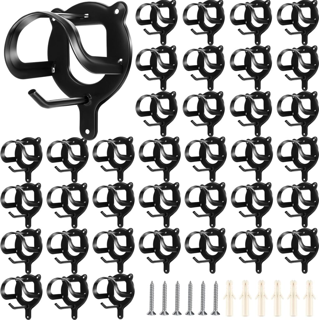 Silkfly 36 Counts Horse Bridle Rack Bridle Hooks Metal Bridle Bracket Horse Tack Storage Halter Hanger Bridle Holder with Tubes and Screw Horse Barn Supplies, Black