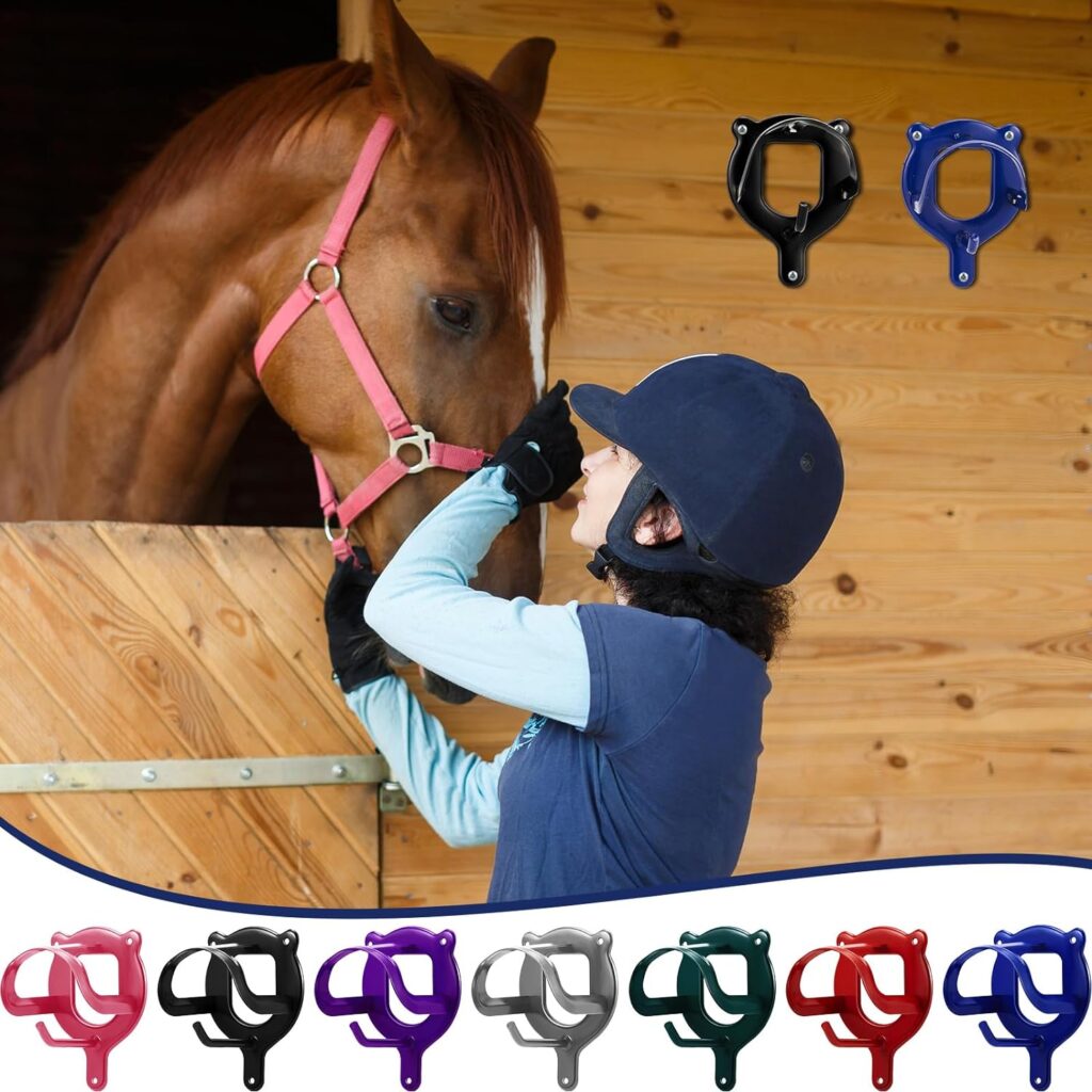 Silkfly 70 Pcs Horse Bridle Hooks Horse Bridle Rack Horse Tack Storage Colorful Bridle Bracket Metal Bridle Holder Halter Hanger with Tubes and Screws for Horse Barn Supplies for Stable Supplies