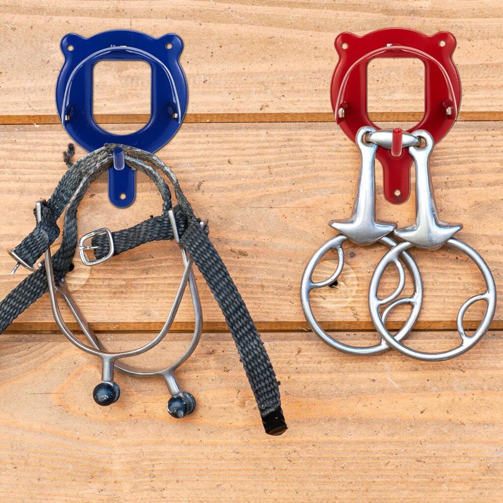 Silkfly 70 Pcs Horse Bridle Hooks Horse Bridle Rack Horse Tack Storage Colorful Bridle Bracket Metal Bridle Holder Halter Hanger with Tubes and Screws for Horse Barn Supplies for Stable Supplies