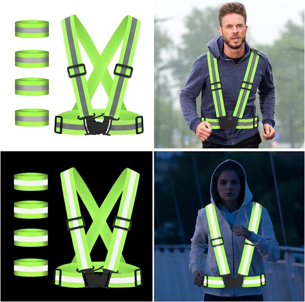 URAQT Running Reflective Vest, Adjustable High Visibility Reflective Safety Vest, Elastic Reflective Gear, Suitable for Night Running, Walking, Biking and Dog Walking