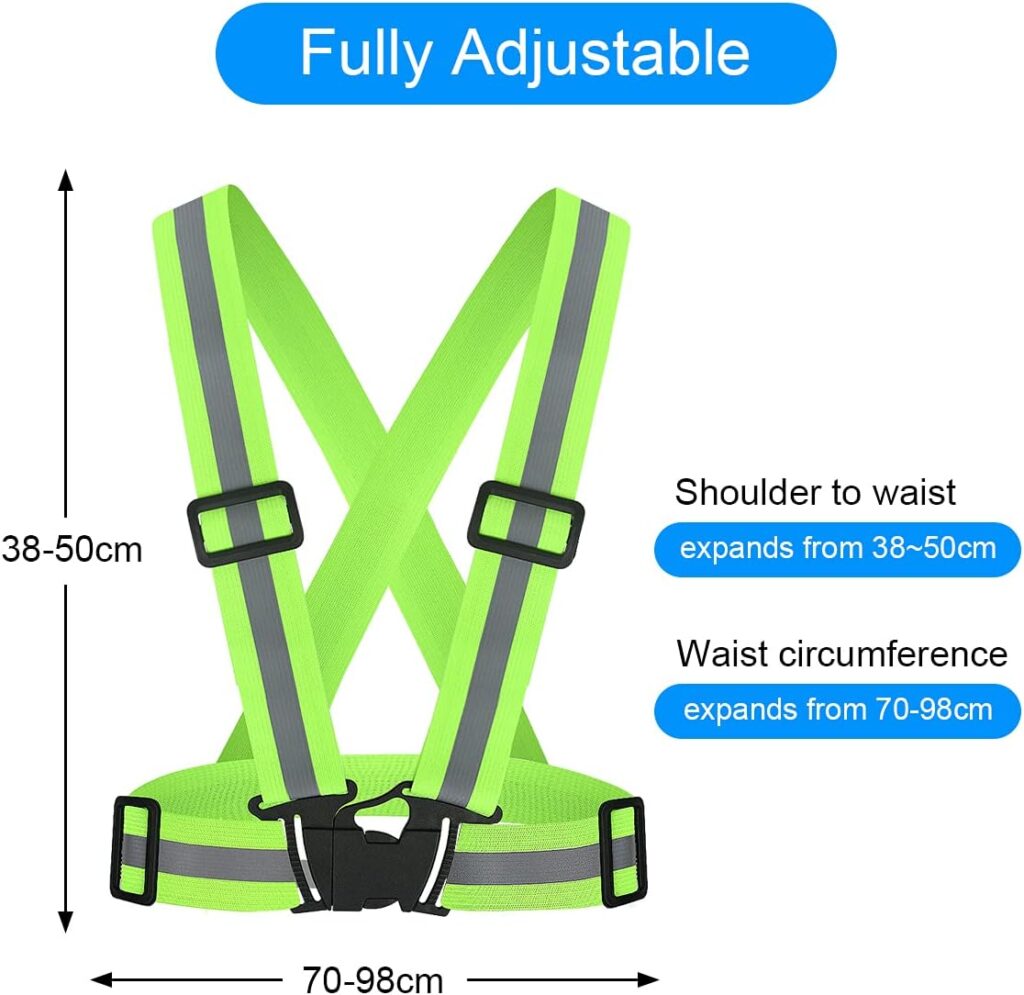 URAQT Running Reflective Vest, Adjustable High Visibility Reflective Safety Vest, Elastic Reflective Gear, Suitable for Night Running, Walking, Biking and Dog Walking