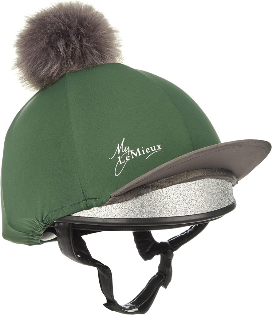 LeMieux Pom Pom Horse Riding Hat Silk with 4 Way Stretch Fabric Coordinates with Base Layers Saddle Pads - Equestrian Headgear