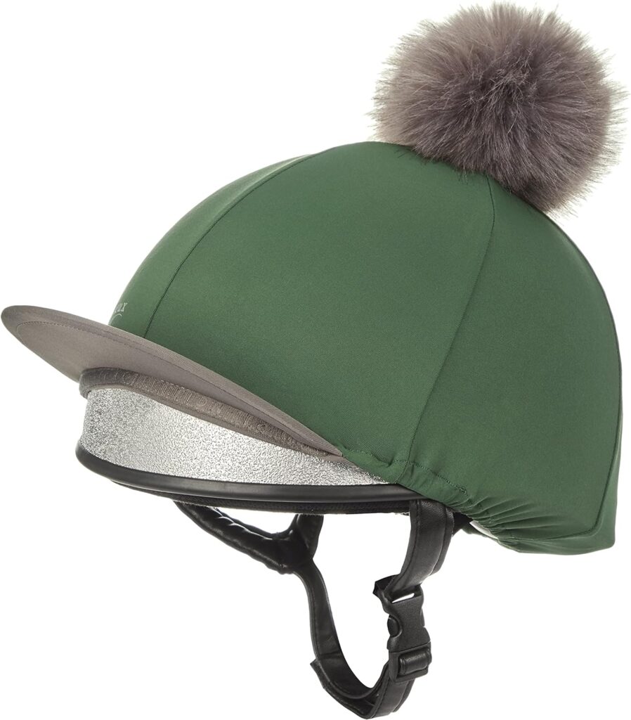 LeMieux Pom Pom Horse Riding Hat Silk with 4 Way Stretch Fabric Coordinates with Base Layers Saddle Pads - Equestrian Headgear